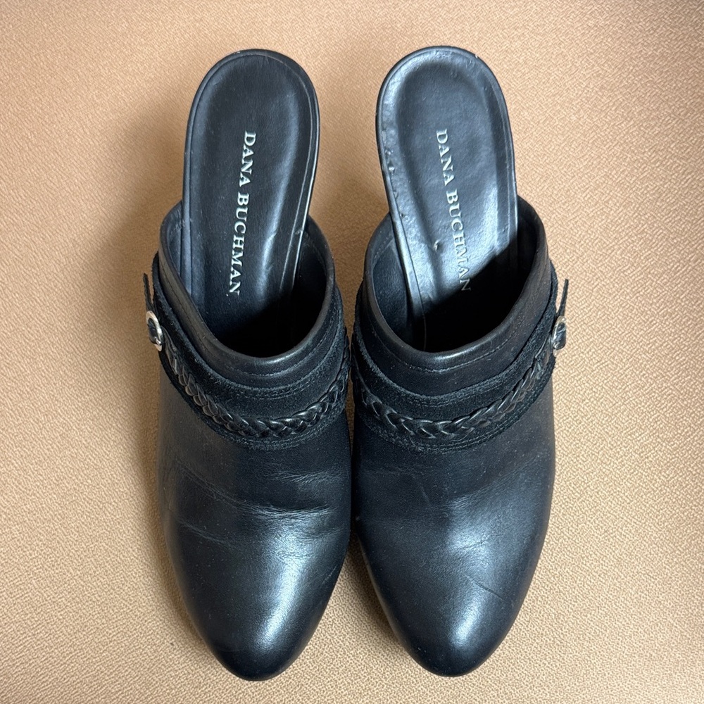 Dana Buchman Black Leather Mules